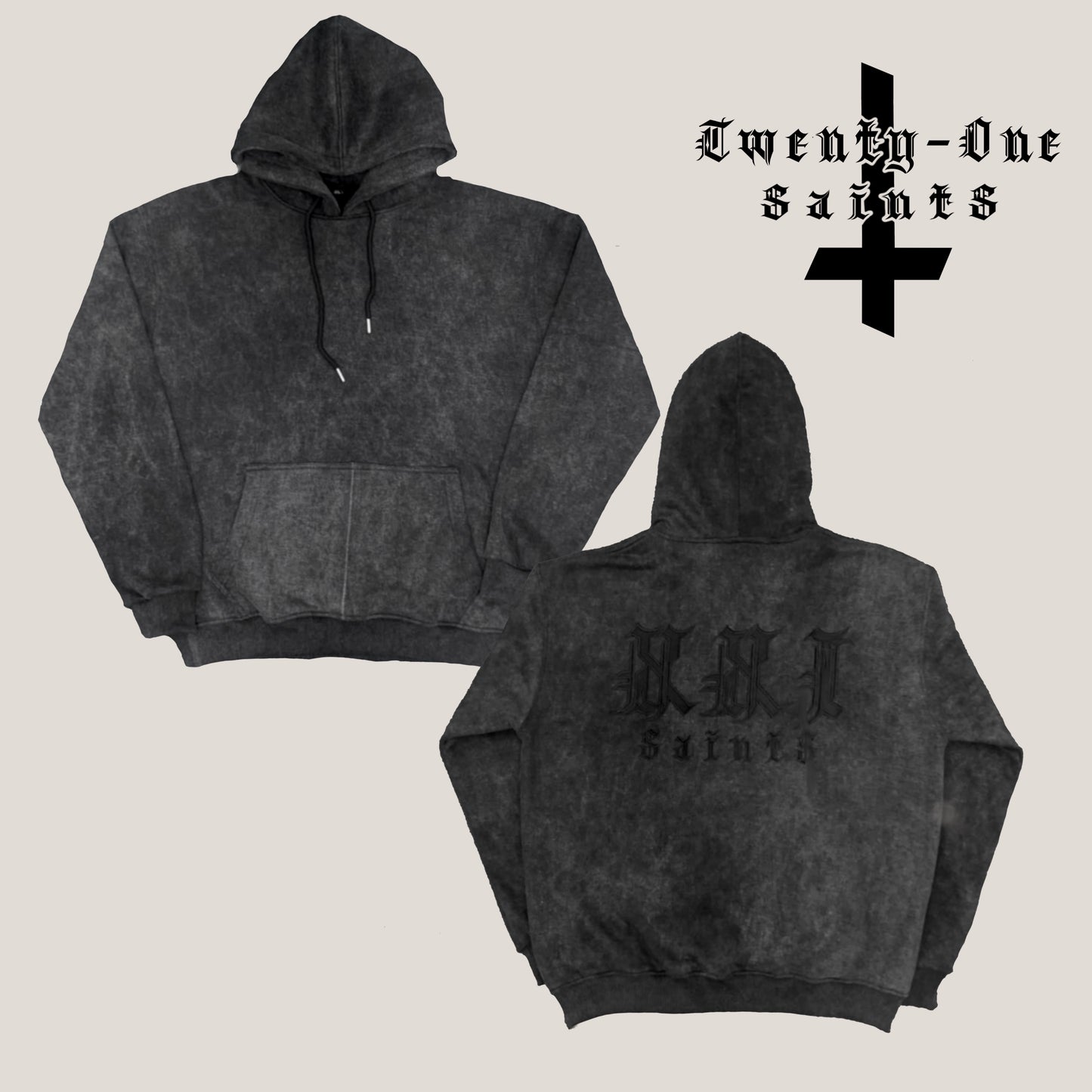 From the Shadows Hoodie - Stone Washed Black