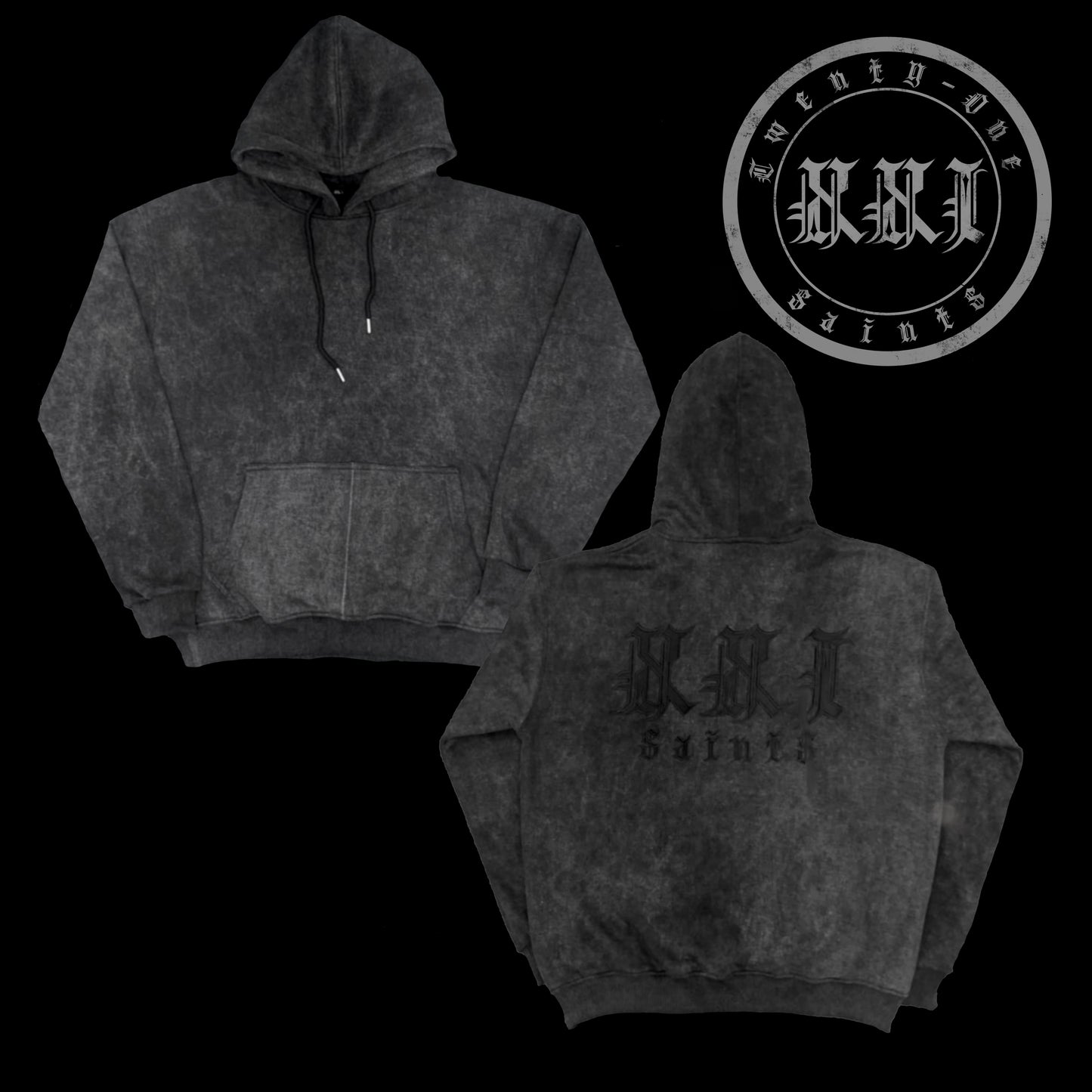 From the Shadows Hoodie - Stone Washed Black
